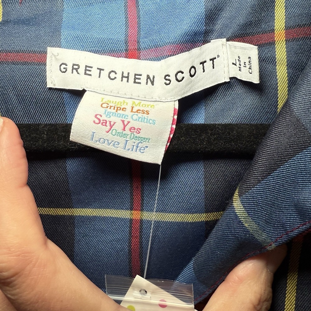 Gretchen Scott NWT Teardrop Dress Red Plaidly Cooper L Tartan Ruffle Holiday - Picture 7 of 10